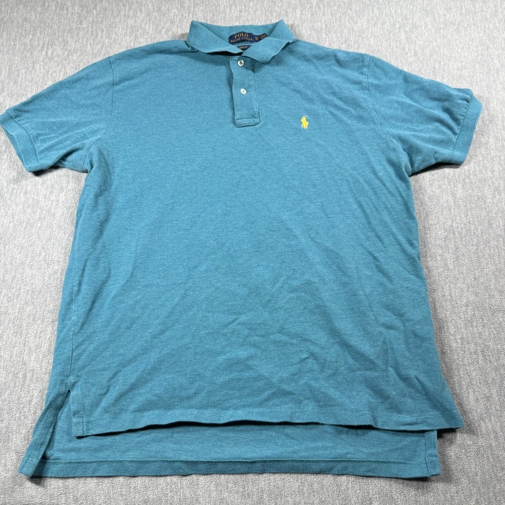 Polo Ralph Lauren Polo Shirt Mens XL Teal Blue Classic Fit Pique Short Sleeve Po